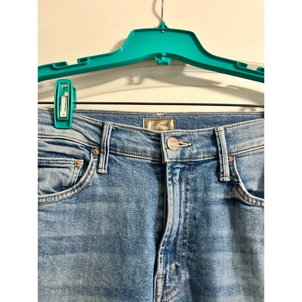 MOTHER Insider Crop Step‎ Fray Jeans Women Size 25 Light Distressed Cropped